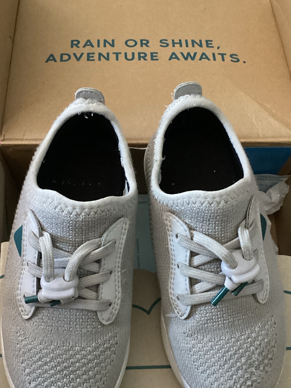 Vessi Kids Sneakers in Light Gray with Teal Accent